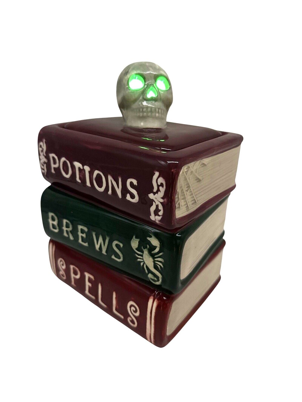 Mr. Halloween Potions Brews Spells Books halloween Cookie Jar Light Up Skull